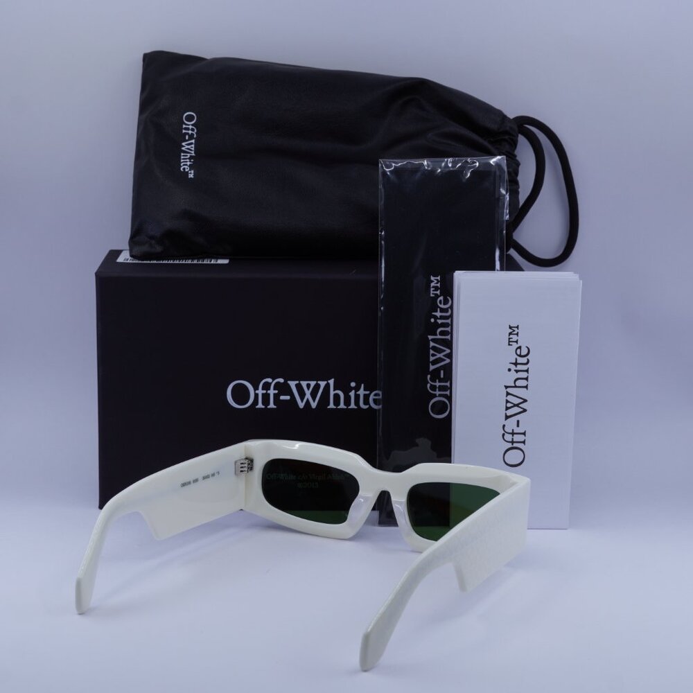 Off-White OERI141 CARY 0155 Rectangle Sunglasses – White/Green - Picture 10 of 10